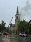 Downtown Madison church catches fire following storms